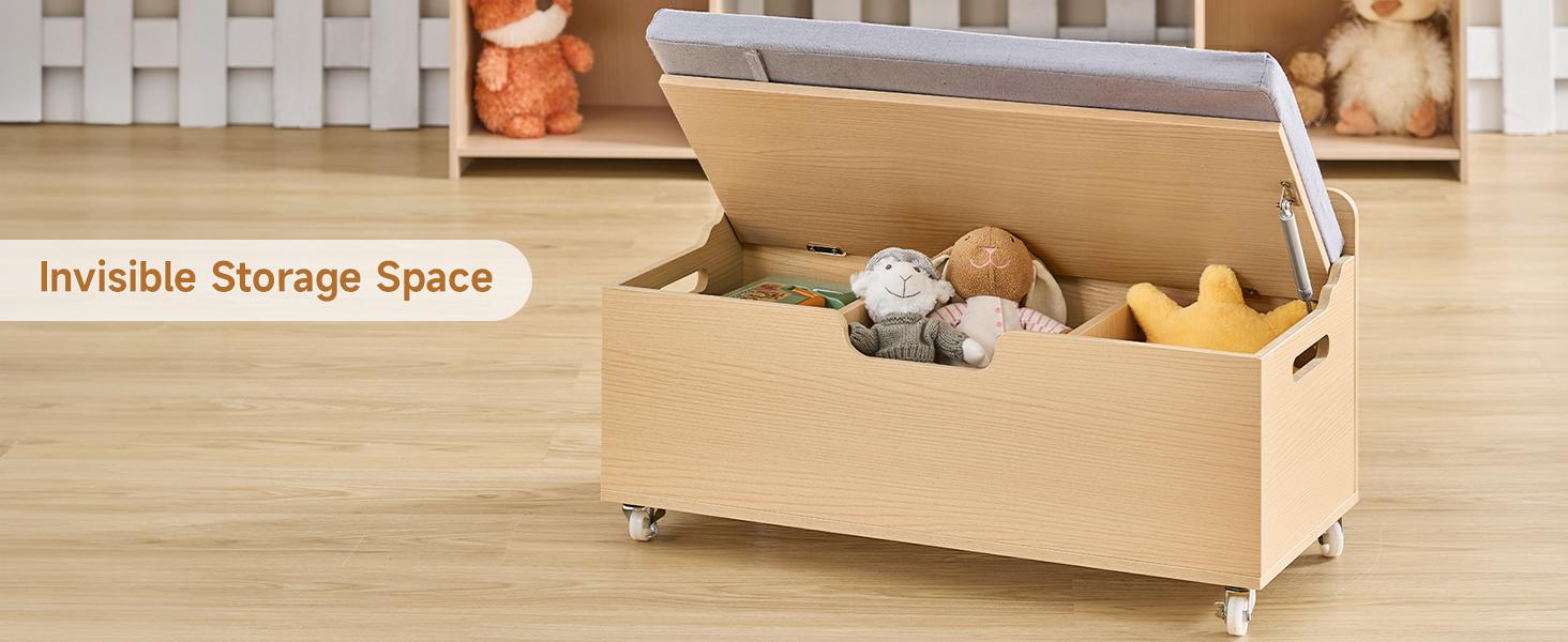 ONBRILL Kids Bookshelf with Reading Nook, 64.5" Toy Storage Organizer with Movable Bench with 3 Storage, Kids Bookcase with 3-Tier Bookshelf, 6 Storage Cubbies, Toy Box & Chest for Bedroom, Playroom