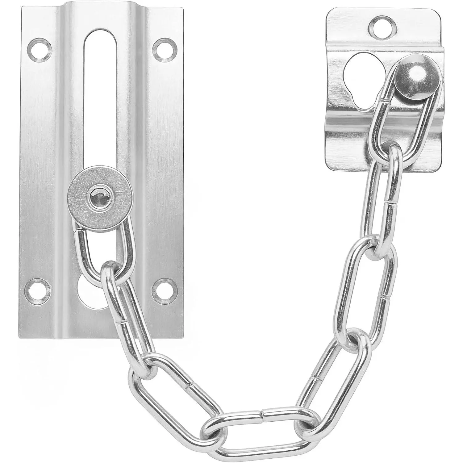 1 PCS Stainless Steel Door Chain with Screws, Sturdy Anti-Theft Internal Chain Door Lock for Hotel Home Living Motel Apartment Security