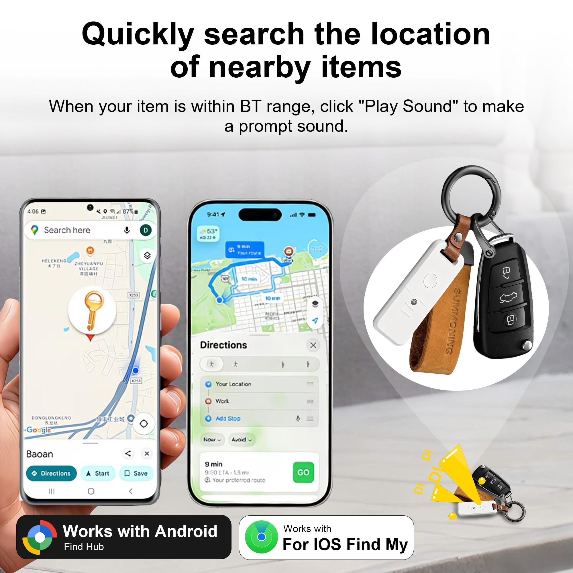 1/2/4pcs Mini Rectangular Locator with Key Ring, Item Tracker, No Monthly Fee, Dual System iOS Android, Suitable for Keys Pet Collars Luggage Personal Items