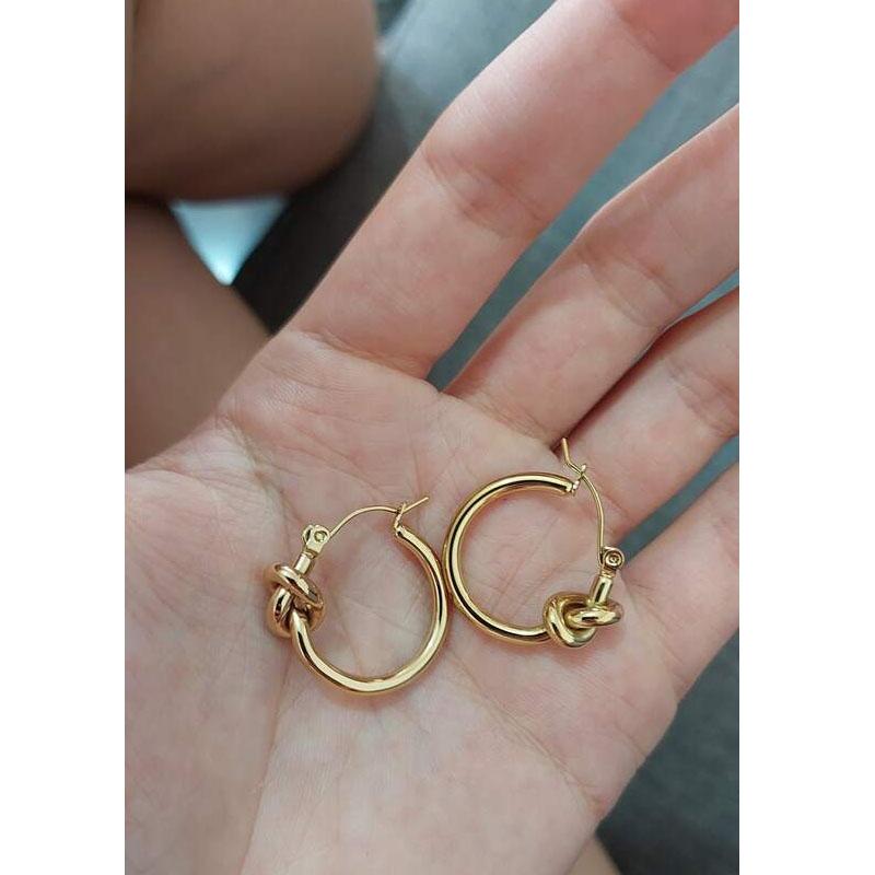 1 Pair 18K Gold Plated Stainless Steel Knot Design Earrings, Daily Wear Women Jewelry, Best Friend Gifts,Women Earrings