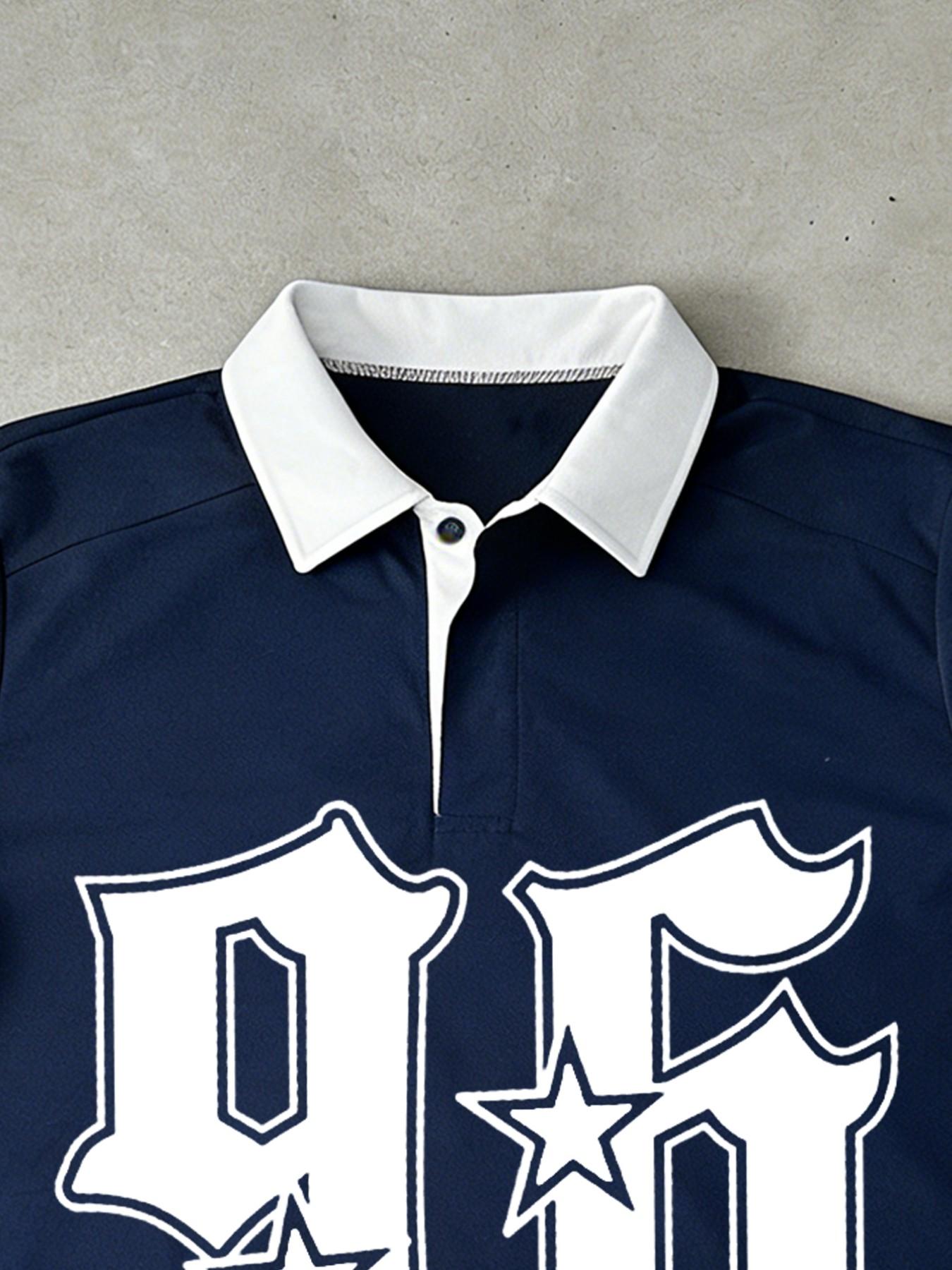 Retro 96 Star Print Polo Shirt, Y2K Streetwear, Eye-Catching