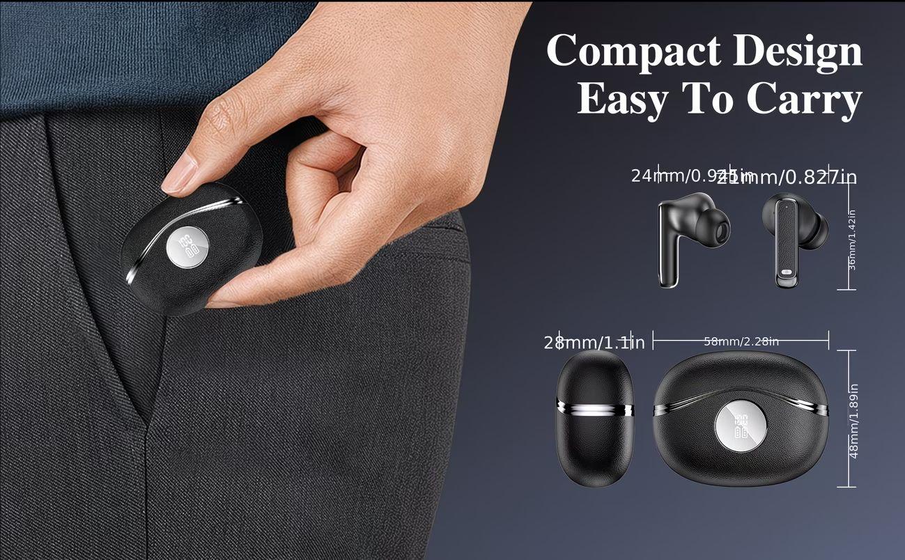 New in-ear wireless earbuds, Bluetooth 5.4, ENC noise-canceling microphone, powerful bass, USB‑C charging, comfortable design, clear Hi‑Fi stereo sound, long battery life, suitable for outdoor activities, work, and sports, compatible with all smartphones,