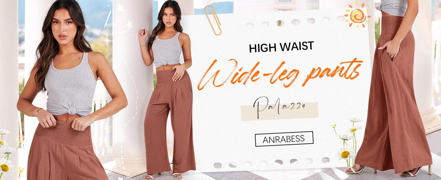 ANRABESS Women‘s Linen Palazzo Pants Summer Boho Wide Leg High Waist Casual Lounge Pant Beach Travel Comfortable Vacation Bottom Outfits ANRABESS Women‘s Linen Palazzo Pants Summer Boho Wide Leg High Waist Casual Lounge Pant Beach Travel Comfortable Vacation Bottom Outfits