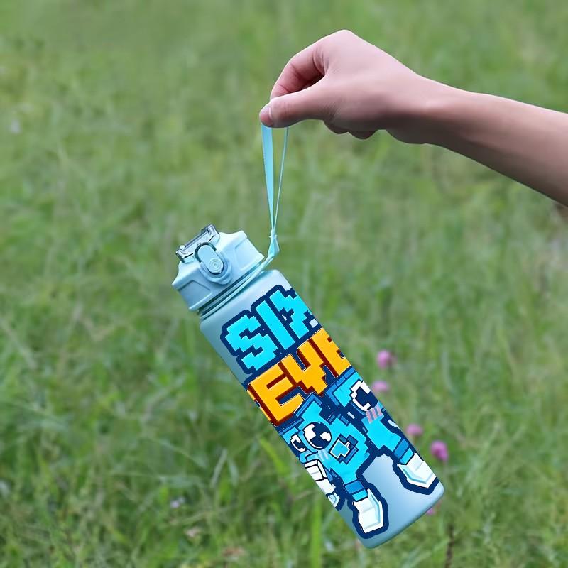 1pc Sixseven 26-Ounce Outdoor Water Bottle, 67 Printed Design Plastic Sports Drinking Bottle, Featuring a One-Touch Opening, Made of Plastic, Adorned with Cartoon Characters, Ideal for Travel, a Present for Her