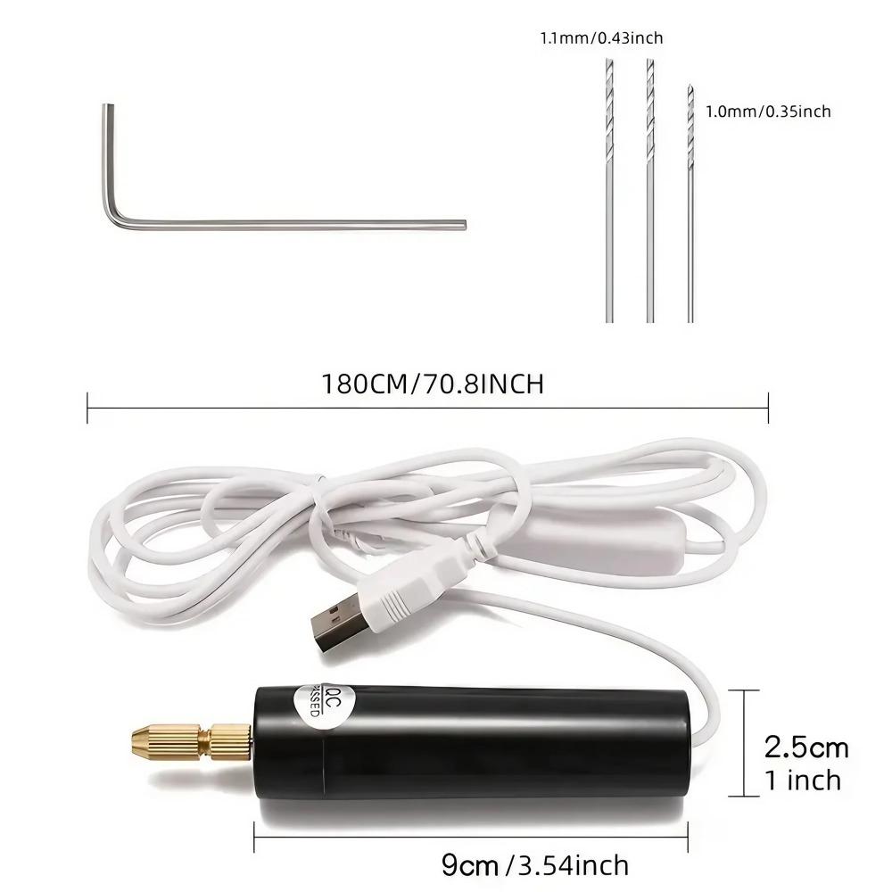 Usb micro drill & Engraver Kit, multi-function Electric Grinding Pen for Jewelry, Wood, Metal, pcb diy polishing. Includes 5 Diamond Ceramic Bits, Aluminum Alloy Anti-Slip Mini Tool for crafting & Repair.