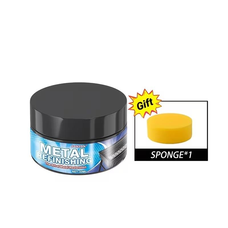 Metal Polish Kit for Renovating Old Pots, Universal Metal Polish Agent, Quick Effective Chrome Stainless Painted Metal Gloss Restorer, Sponge Included