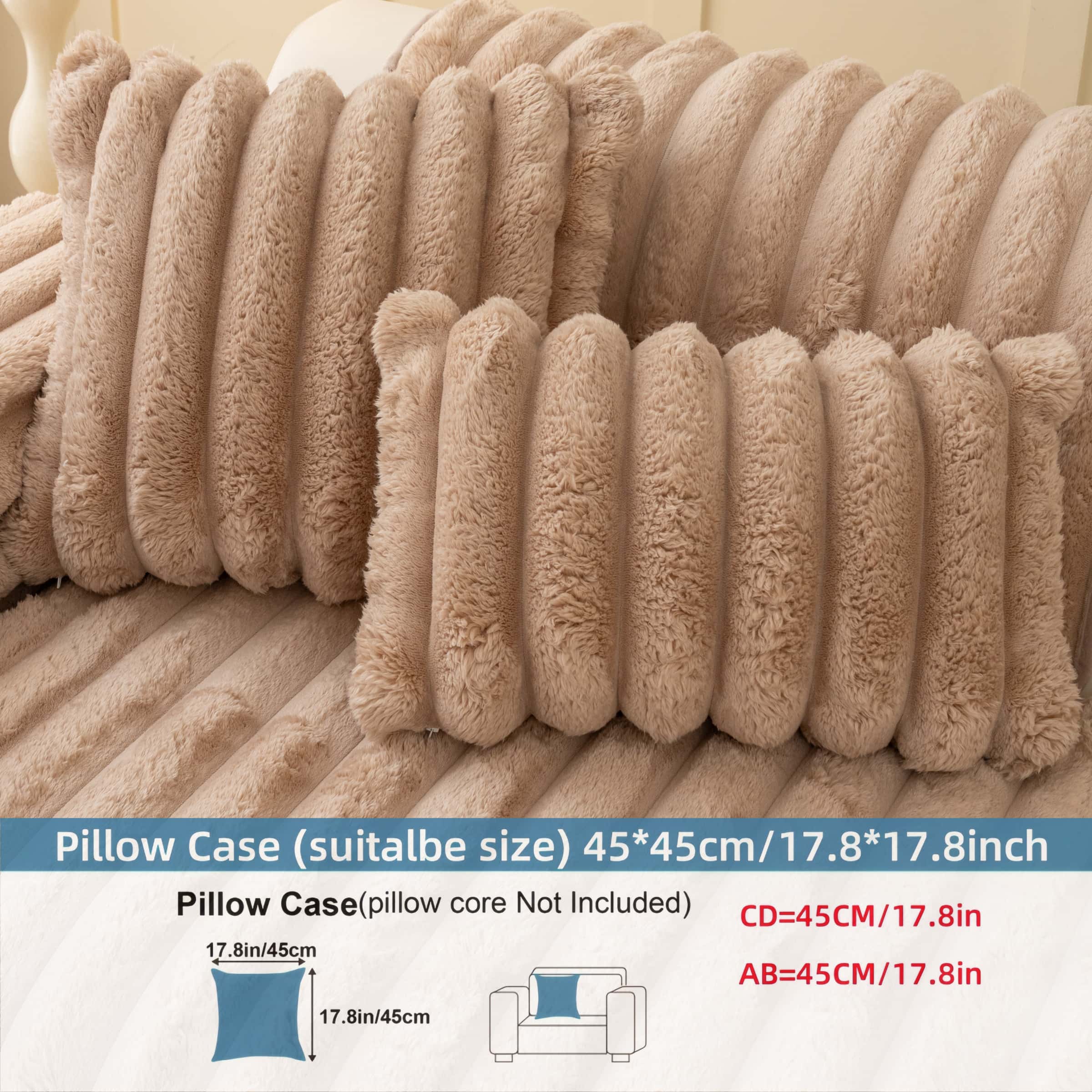 Solid Color Plush Sofa Cushion Cover, Sofa Slipcover, 1 Count Pet-friendly non-slip couch protector, soft & warm thick fleece, machine washable, anti-scratch cat/dog friendly throw, universal fit 1/2/3/4-seater & L-shape sectional