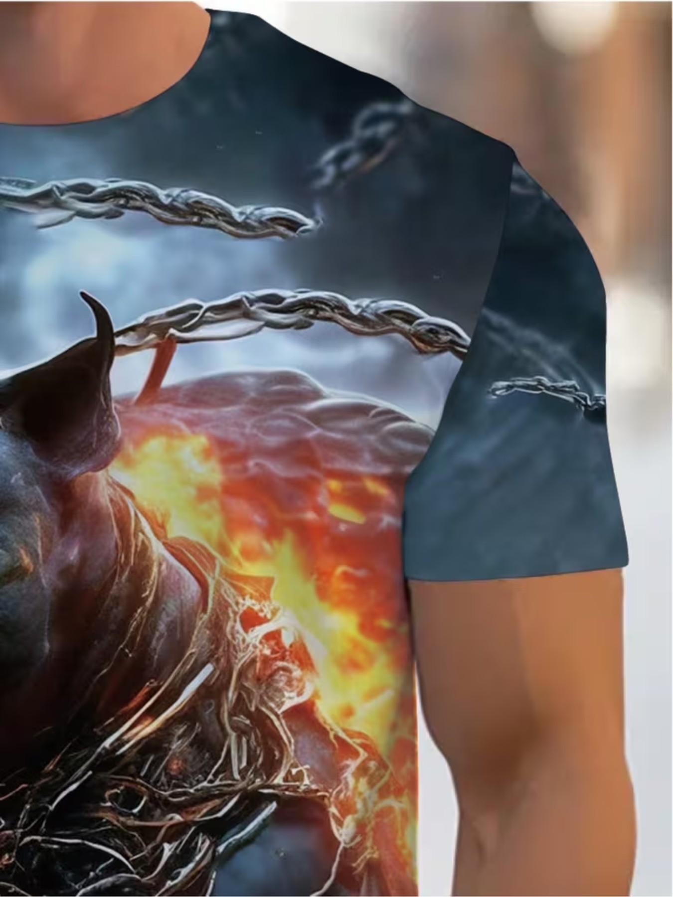 Men's Hot Dogue 3D Print T-Shirt, Vibrant Round Neck Short Sleeve, Summer Casual Art Pattern Tee, Holiday Gift Idea