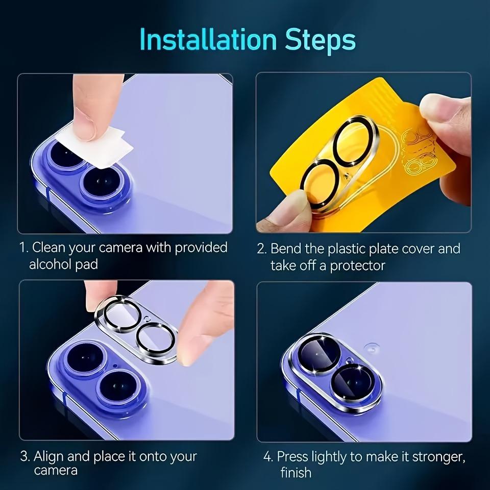 3 Pack Ultra HD Phone Camera Lens Protector, Accessories For iPhone 17/16/15/14/13/12/11/17 Pro Max/16 Pro Max/15 Pro/Plus/Mini, 3D Tempered Glass Camera Lens Protector, 9H+ Hardness, Anti-Scratch, Full Coverage, Case Friendly, Easy Installation