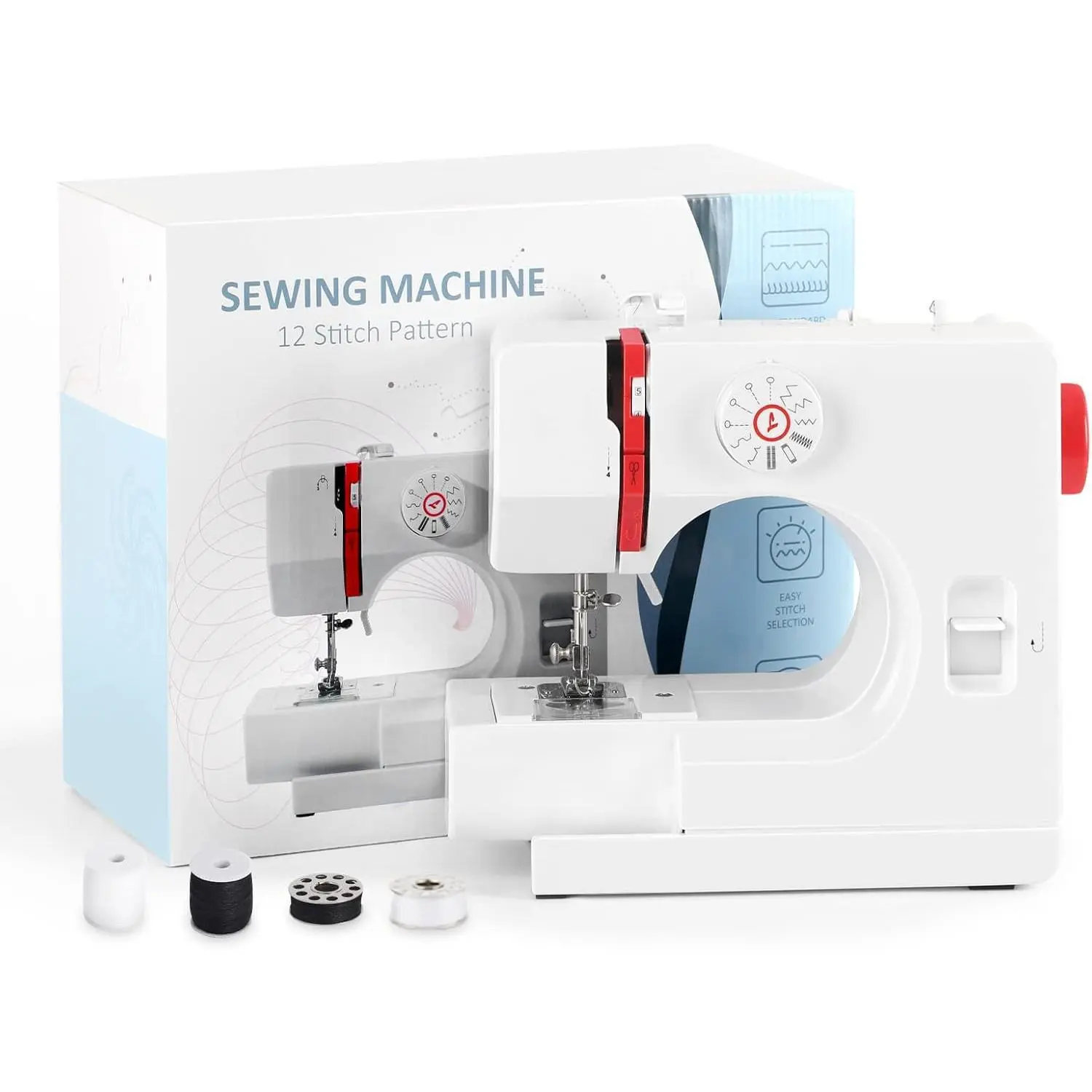 Sewing Machine for Beginners Mini Sewing Machine with 12 Built-In Stitches Handheld Sewing Machine for Kids, Adjustable Speed & Great for Beginners, Red