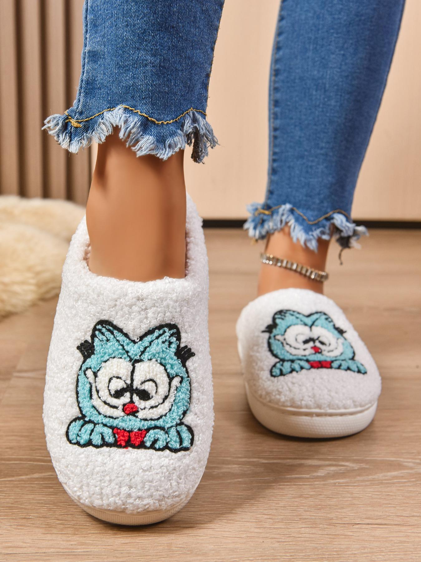 Women's Teddy Bear Dog Slippers, Fall & Winter Warm Cotton Slippers, Non-Slip Rubber Sole, Casual Indoor Footwear, Fashionable Design