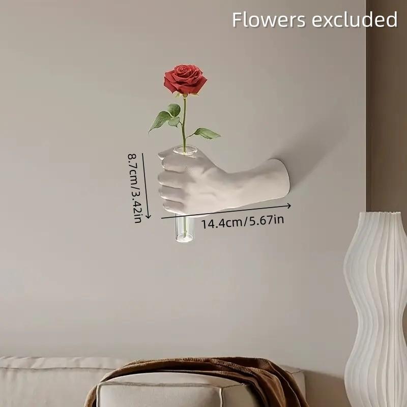 Creative Imitation Human Hand Wall Vase - Artistic Hand-Held Hydroponic Vase (1Pc), Designer Decor for Home, Restaurants & Hotels, Aesthetic Room Accent & Minimalist Small Flower Vase