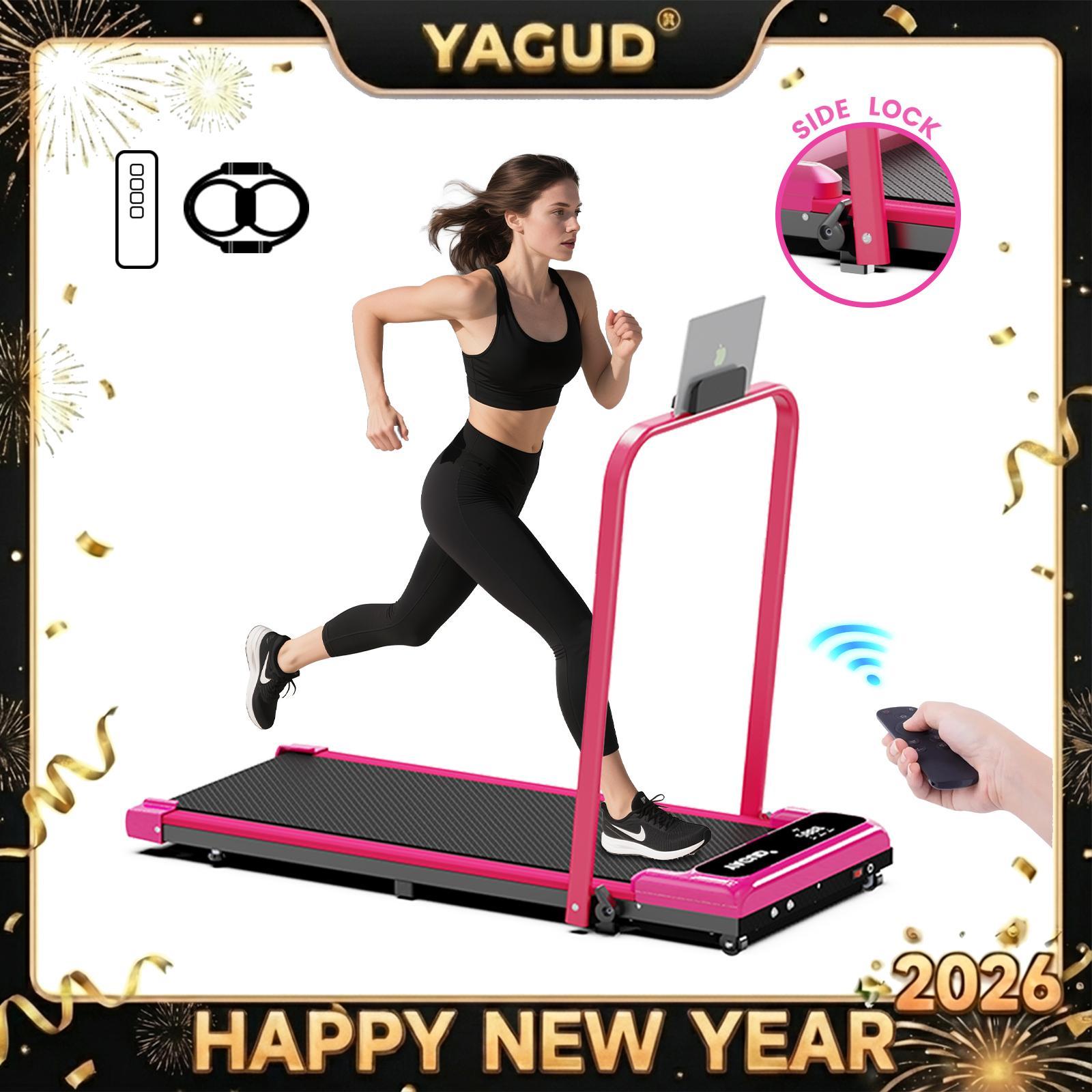 Yagud Treadmill with Handles, 2026 Upgraded Small Treadmills Home, Portable Electric Treadmills for Home 265 LBS Capacity, Walking Pad Treadmill, Lightweight Folding Foldable Walking Pad