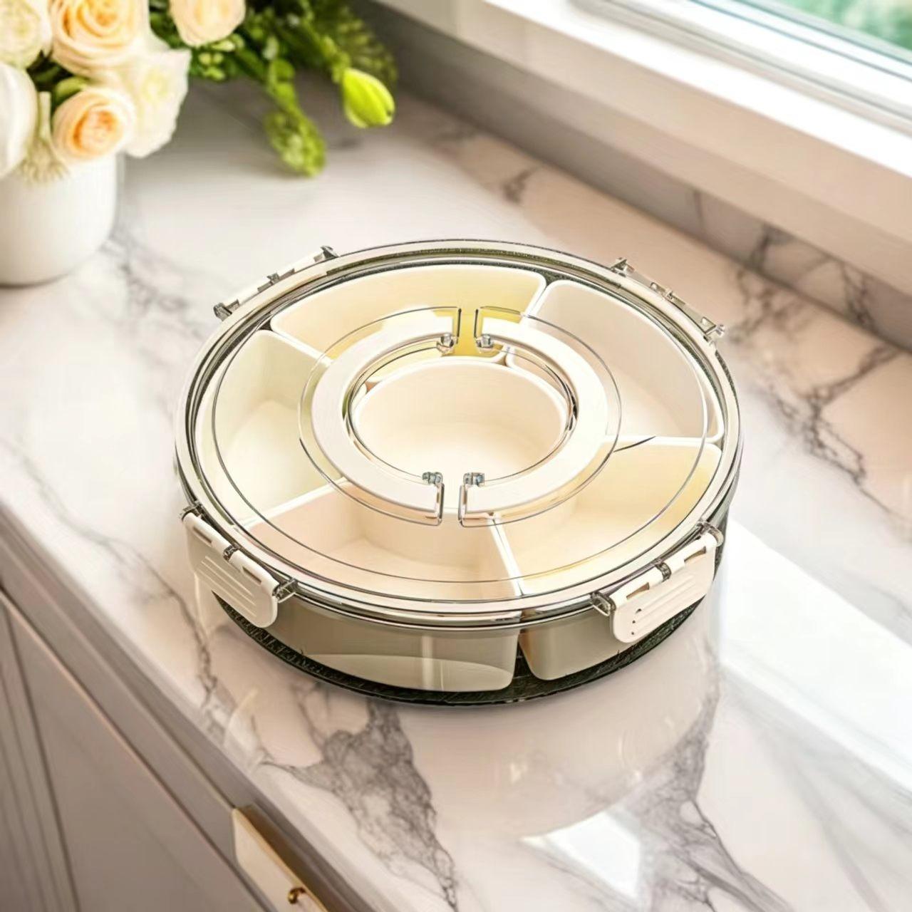 Home Snack Box, Candy Tray, Living Room Coffee Table Fruit Bowl, Rotating Compartment Easy Clean Storage Box, Household Organizer