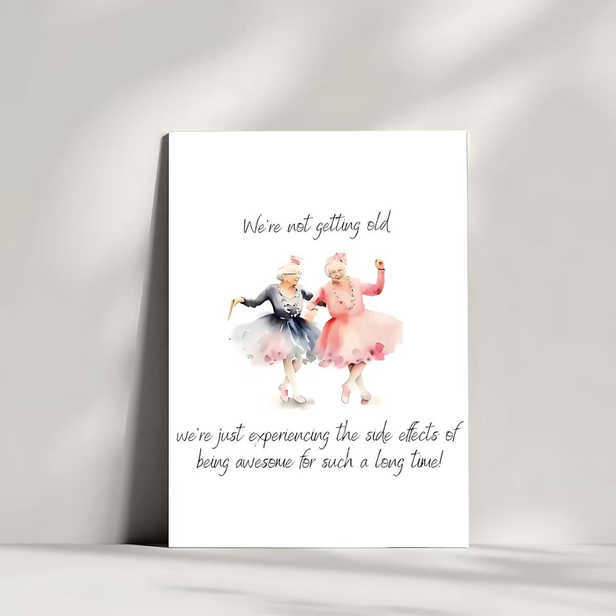 1/3/7pcs  Funny Birthday Card for Best Friend, Humorous Getting Older Greeting Card for Women, Senior Friends, BFF, Sister, Funny Aging Humor Card for 60th 70th 80th Birthday, Retirement, Friendship Celebration, Cute Watercolor Dancing Ladies Card