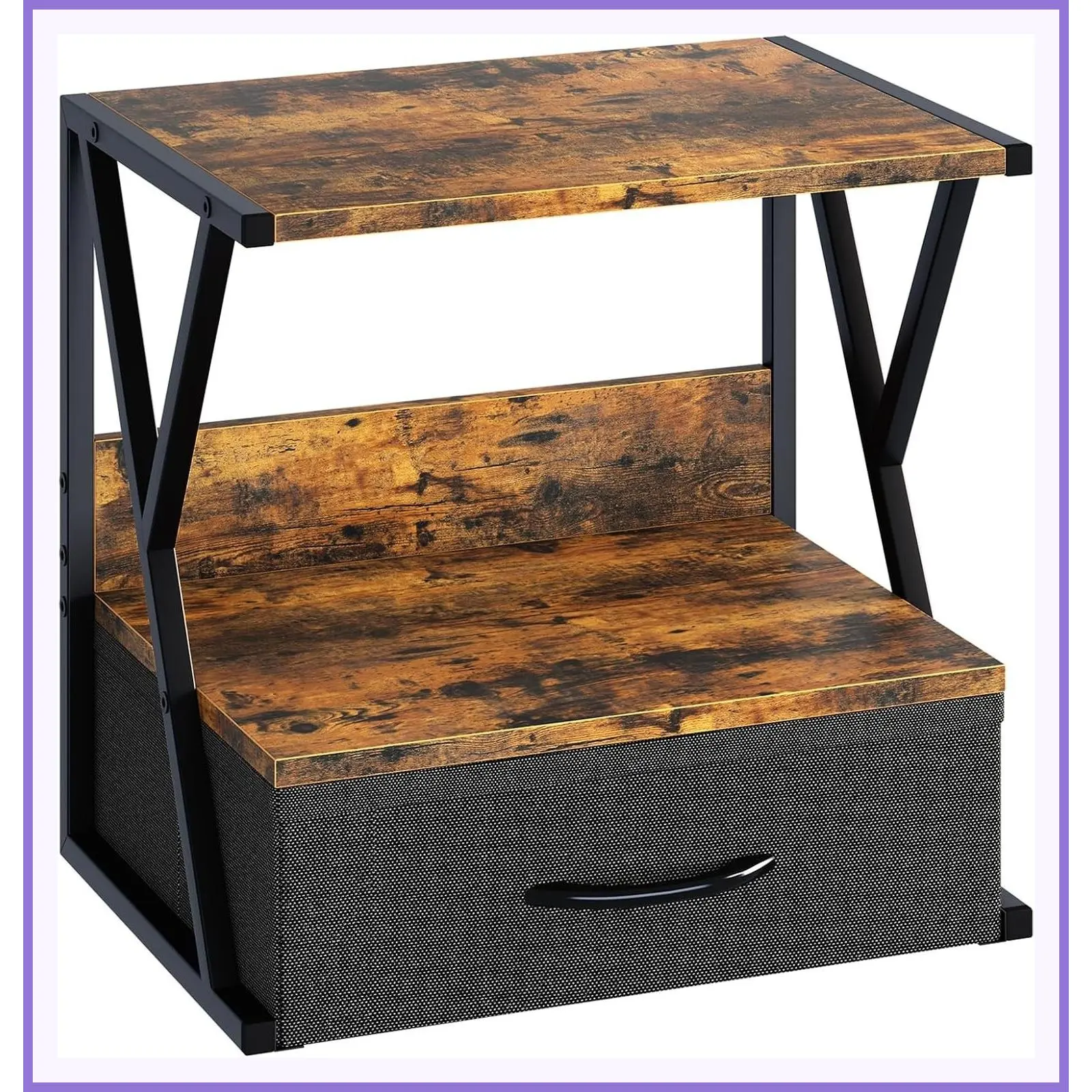2-Tier Printer Stand with Storage Drawer, Desktop or Under-Desk Shelf, Multi-Purpose Home Office Organizer for Fax Machine, 3D Printer, Scanner, Rustic BrownGift