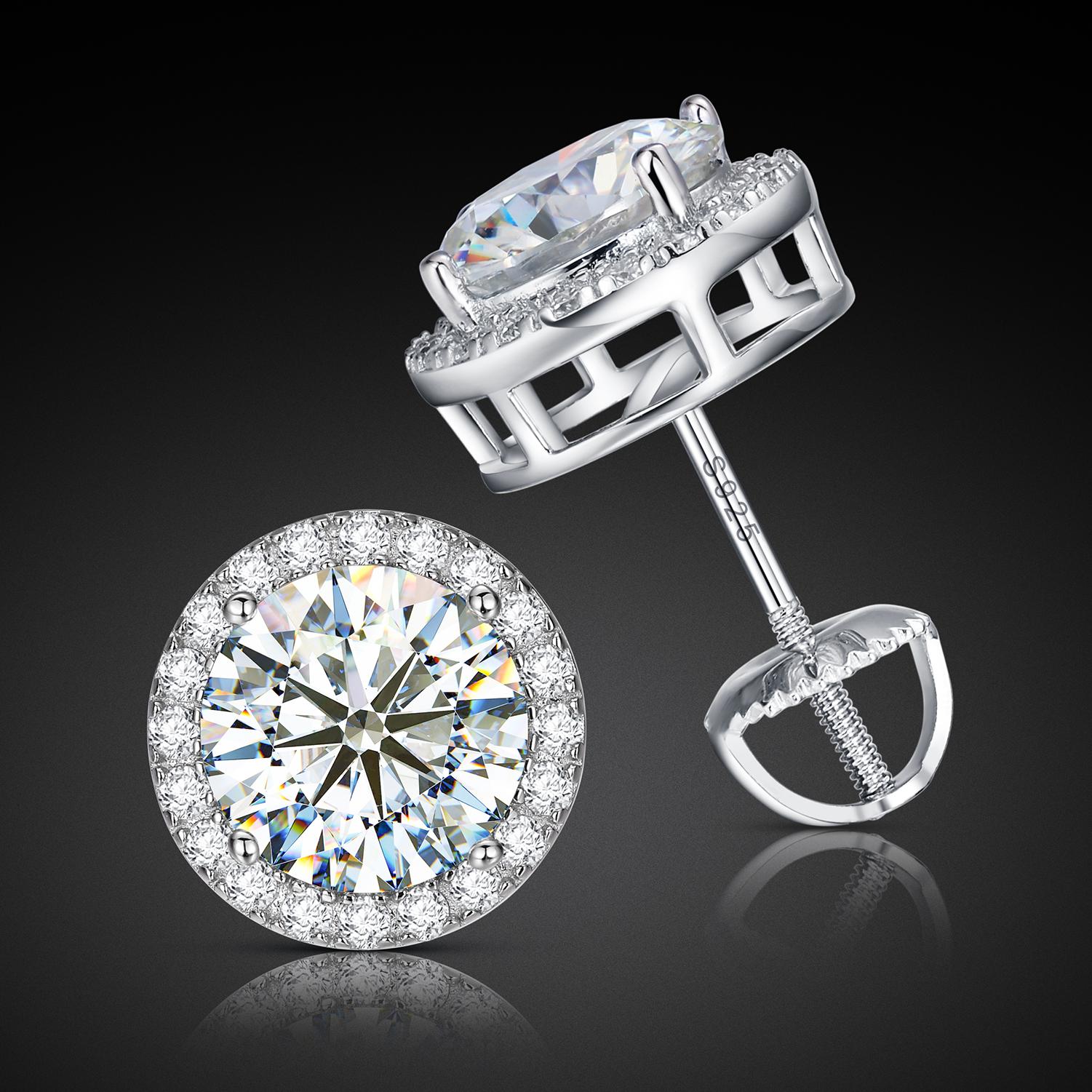 【#RRE103】UCCIYO Earring 925 Sterling Silver Synthetic Moissanite Stud Earrings for Women Men Fashion Simple Style Jewelry Gift Wedding Daily Birthday Anniversary