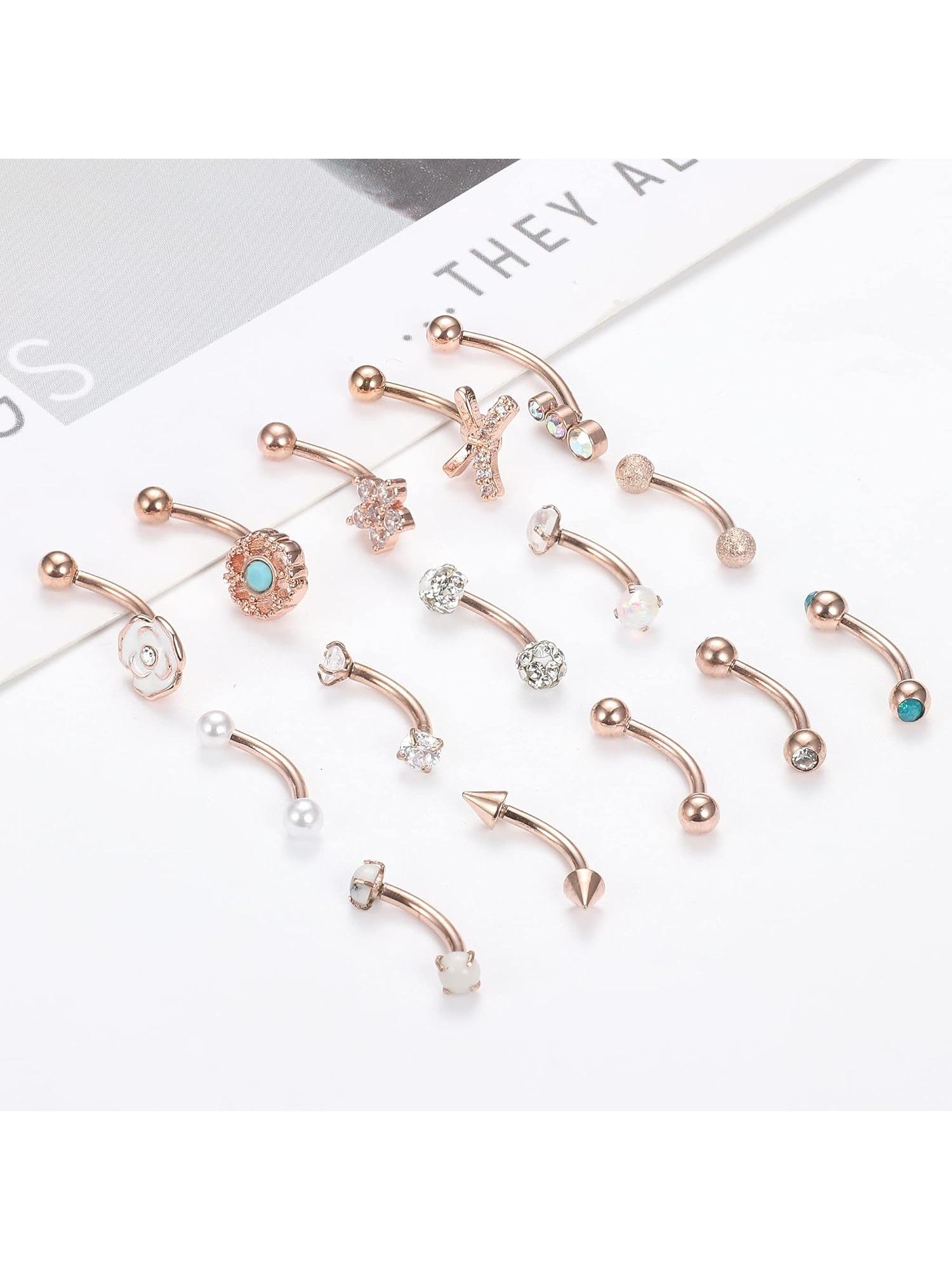 Piercing Jewellery 16G Surgical Steel Curved Barbell Eyebrow Bars Helix Tragus Snug Lip Belly Button Piercing Daith Rook Earrings for Women Men