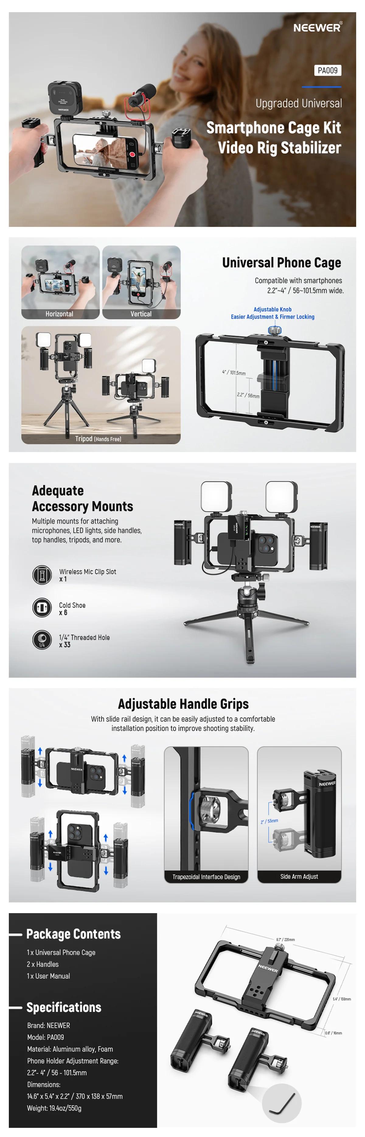 NEEWER PA009 Upgraded Phone Rig Vlogging Kit