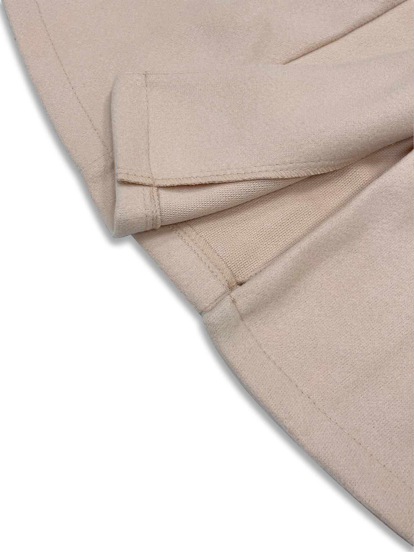 Elegant Fashion Women's Mid-Length Solid Color Slim Fit Coat, Stylish Collar Design with Button Closure Jackets for Autumn & Winter, Solid Buttons Jacket