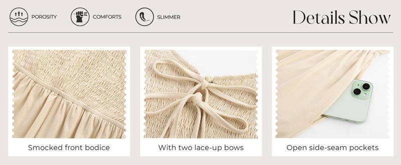 【New Arrival】GRACE KARIN Jumpsuits for Women Bow Tie Front Overalls Smocked Tops Wide Legs Casual Knitted Outfits with Pockets