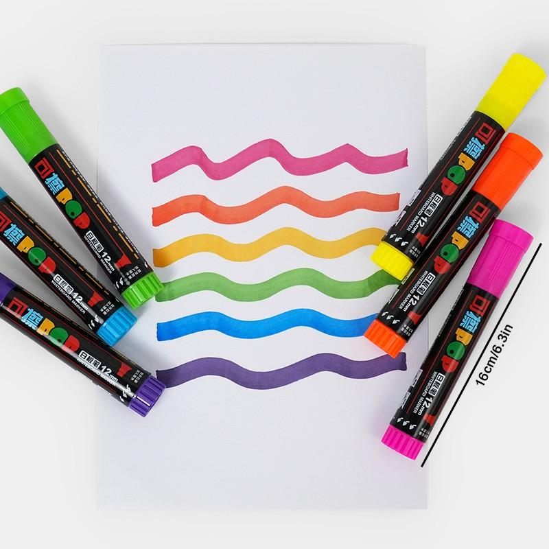 12 Colors Liquid Chalk Markers, Bold Color Dry Erase Pens, Vibrant, Erasable, Non-Toxic, Whiteboard, Chalkboard, Glass, Car Window Markers