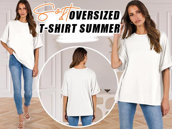 ANRABESS Women's Oversized T Shirts Short Sleeve Crewneck Summer Tops Casual Loose Basic Tee Shirts 2025 Trendy Clothes T-shirts
