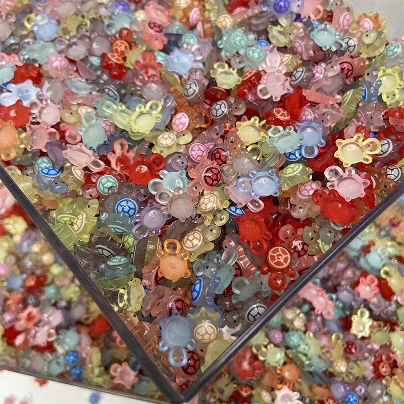 100 Glow-In-The-Dark Mini Turtle Models, Turtle Designs, Colorful Plastic Handmade Crafts for DIY Projects, Party Decorations & Home Garden Accessories