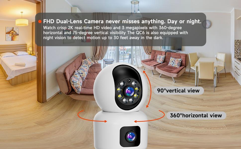 Hawkray 360° Dual Lens Smart Security Camera, 2K HD Camera, 2.4GHz with WiFi, Color Night Vision, Motion Detection for Baby and Pet Monitoring, Support Cloud and SD Card Storage. Hawkray 360° Dual Lens Smart Security Camera, 2K HD Camera, 2.4GHz with WiFi, Color Night Vision, Motion Detection for Baby and Pet Monitoring, Support Cloud and SD Card Storage.