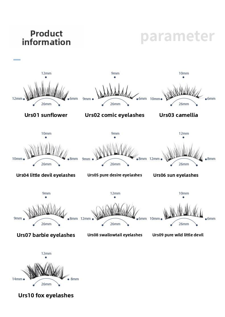 Fox Style Magnetic Eyelashes Natural Camellia Design 3D Thick Magnet Eyelashes No Glue Needed Waterproof Reusable for Women Girls