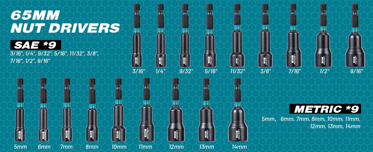 LIBRATON 54PCS Magnetic Nut Driver Set – Impact Drill Bit Kit, Metric & SAE, Perfect Gift for Men Hex Shank Screwdriver Multipurpose Screwdriver