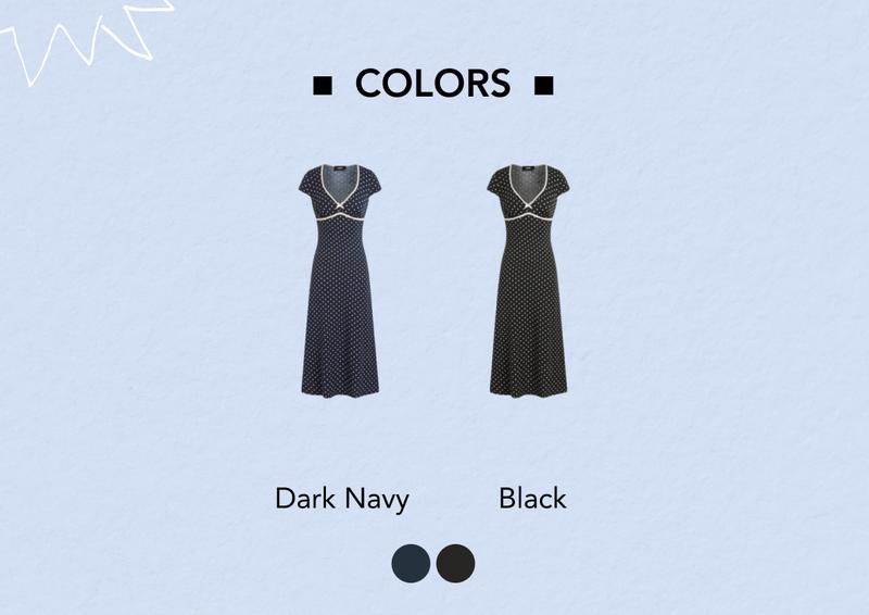 Cider [2 colors, size 0-26] Knit V-neck Spot Bowknot Midi Dress