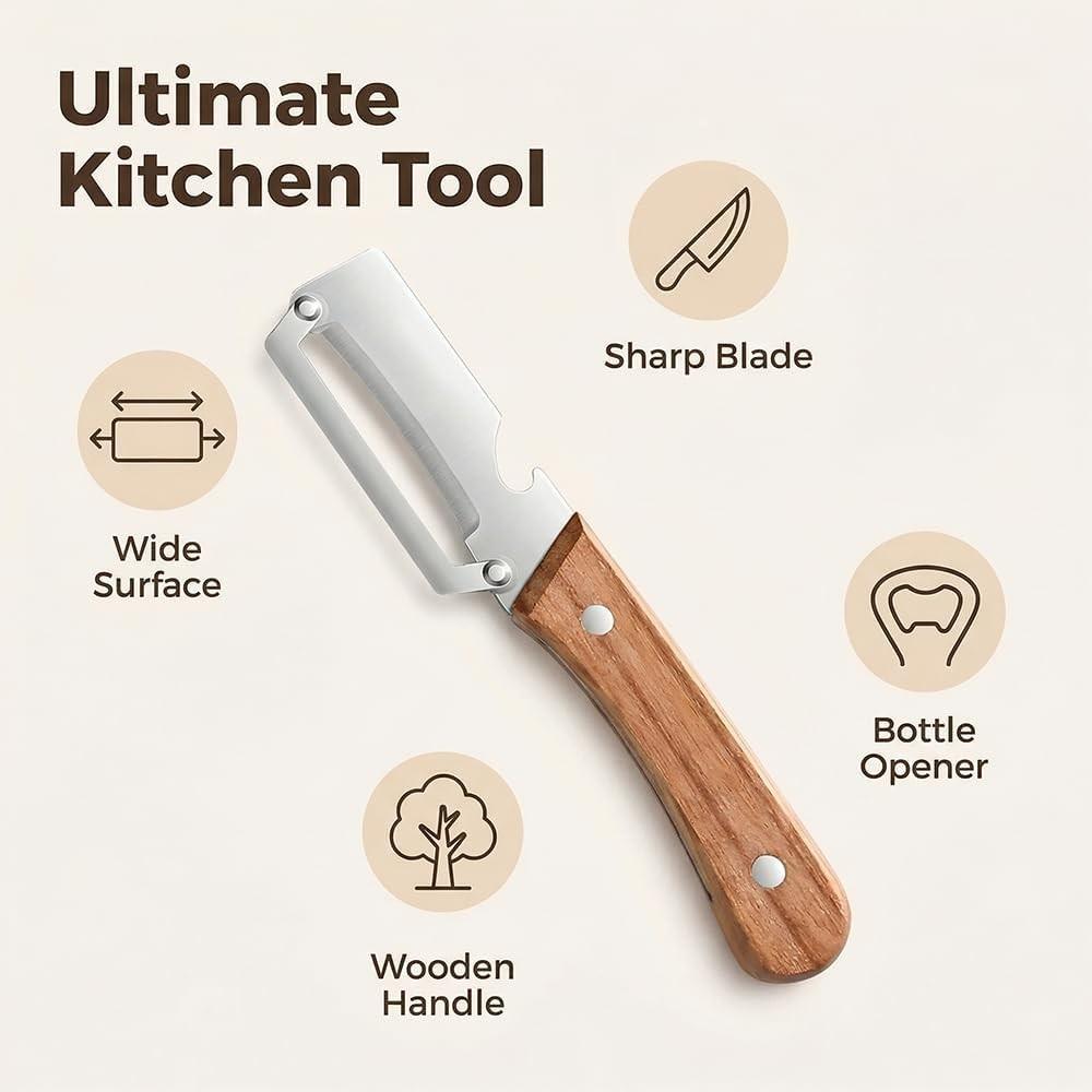 2PCS Vegetable Peeler, Multi-Functional Vegetable Peeler with Bottle Opener, 2-in-1 Stainless Steel Kitchen Tool for Kitchen Prep, Camping, Apple Potato Pumpkin Papaya Peeling