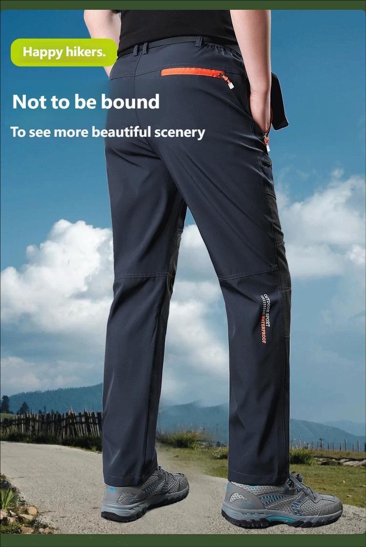 Men's Outdoor Casual Quick-Dry Pants Waterproof Multi-Pocket Workwear Long Trousers Thin Breathable Hiking Camping Fishing Pants