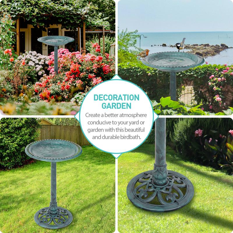 Pet Republic 28-in Vintage Bird Bath Antique Green Birdbath Outdoor Garden Backyard Decor Pet Republic 28-in Vintage Bird Bath Antique Green Birdbath Outdoor Garden Backyard Decor