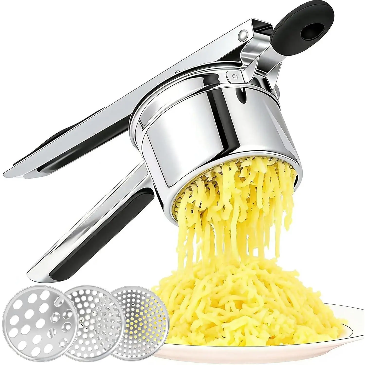 Potato ricer, Heavy Duty Ricer for Mashed Potatoes, Large Potato Masher Stainless Steel with Ergonomic Handle, Efficiently for Fluffy Mashed Potatoes