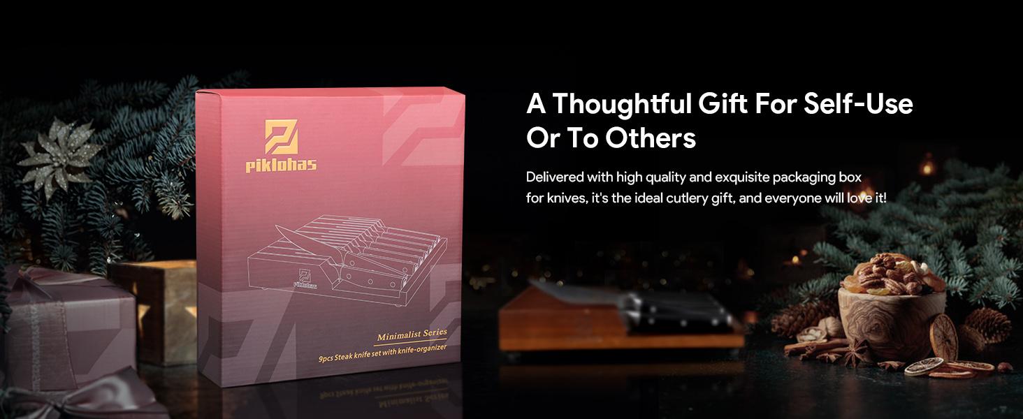 【TikTokShopJumpstart】Steak Knives Set of 6, 4.5 Inch Non Serrated Dinner Knife, Forged German Steel Damascus Pattern Straight Edge Meat Knife with Full Tang Handle, Dishwasher Safe, Ideal for Gift, Valentines Day Gift