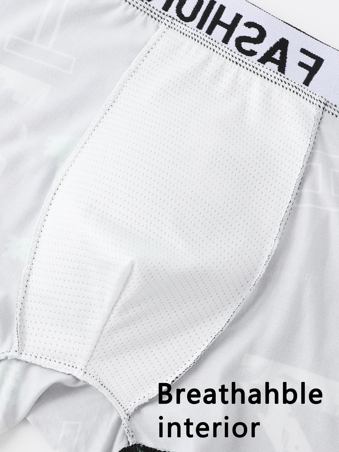 Trendy Letter Print Men's Boxer Briefs 3pcs, Comfortable Elastic Waistband, Multi-Color Options