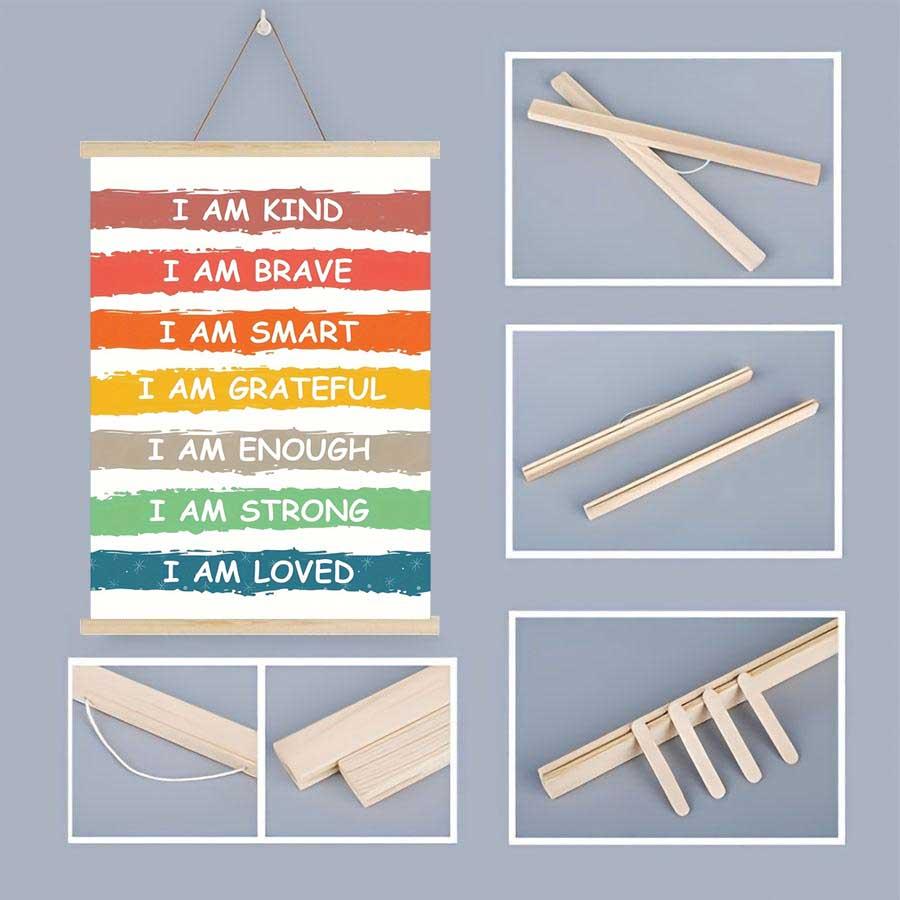 1pc Rainbow Affirmations Wall Art Print, Boho Classroom&Playroom Wall Decor, Decoration Items, Inspirational Quotes, Canvas Art With Frames