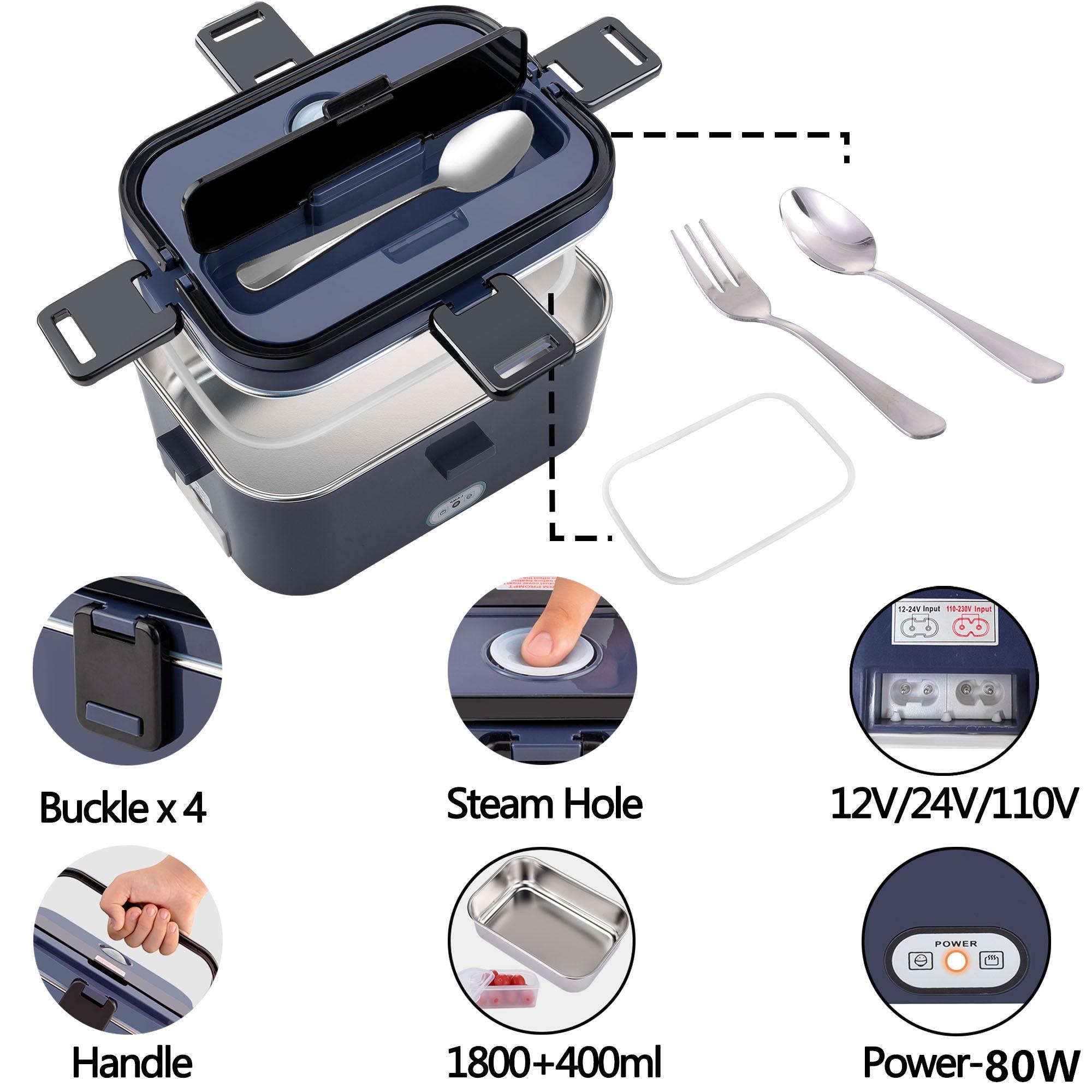 Black Friday Electric Lunch Box,Portable Food Warmer for Cars,Trucks,Home Work Adult Food Warmer,Leak Proof,80W Fast Heating,110V/12V/24V