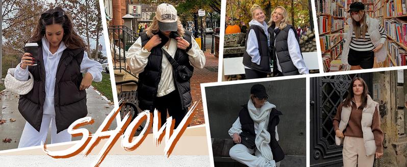 SCUSTY Black Puffer Vest Women Zip Up Lightweight Sleeveless Winter Outerwear Vests with Hood