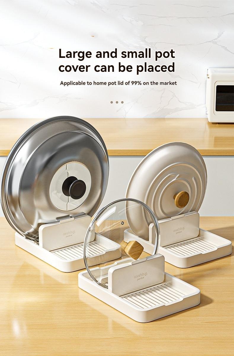 2pcs Multi-Functional Home Kitchen Pot Lid Rack, Cutting Board Holder, Knife Fork Storage Stand, Dustproof Draining Organizer Kitchenware