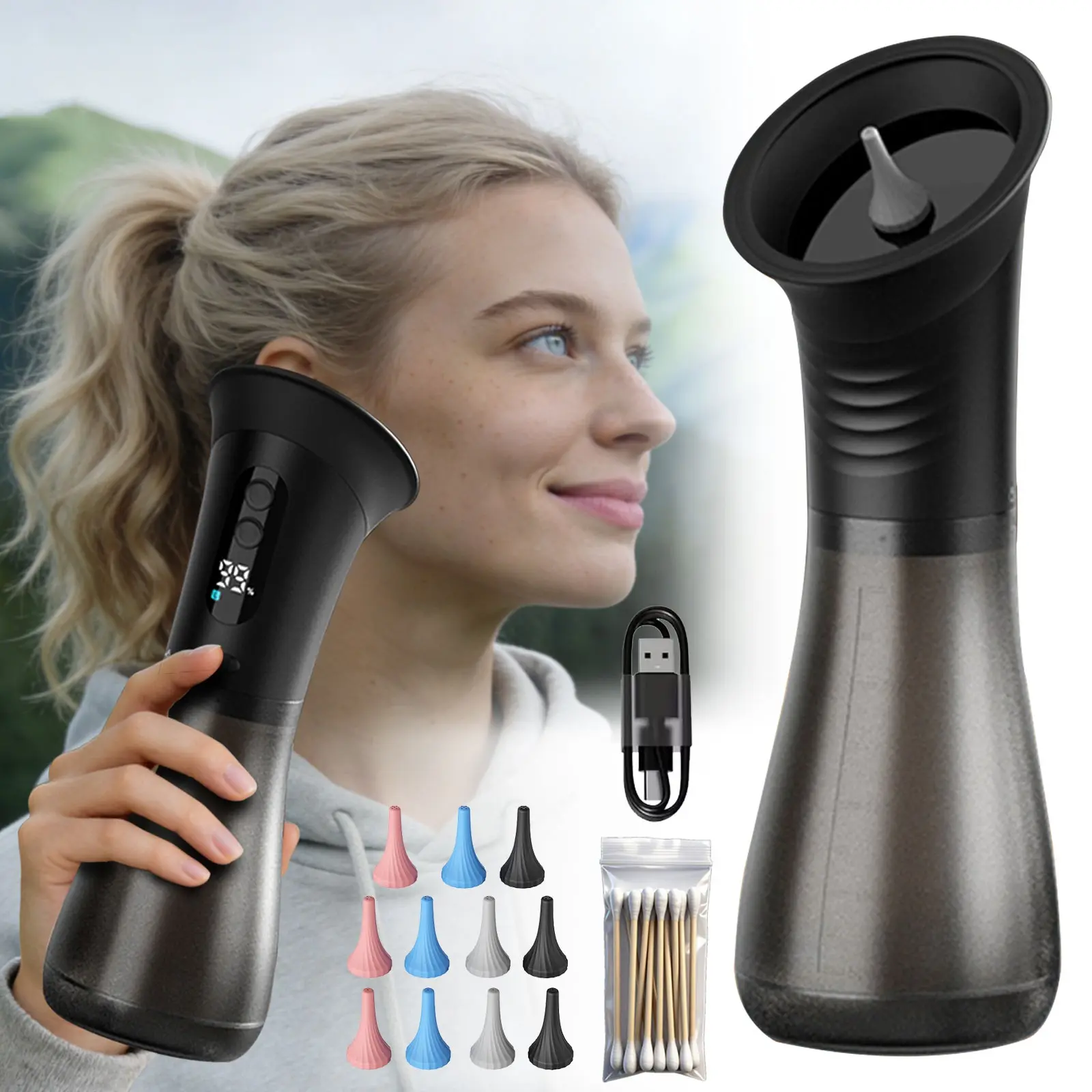 Rechargeable Electric Earwax Remover, Ipx7 Waterproof, Water Mist Sprayer, Deep Ear Canal Cleaning, Holiday Gift Set