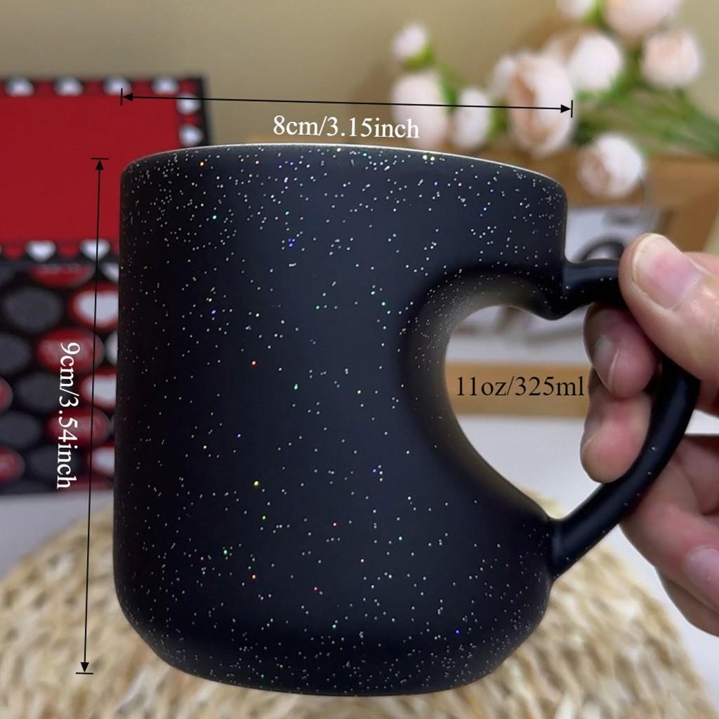 1pc Magical Color Changing Mug with Heart-Shaped Handle, 11oz Unique Heart Design, Red Heart Pattern, Heated Gradient Mug, Perfect for Mother'S Day, Birthdays and Holiday Gifts
