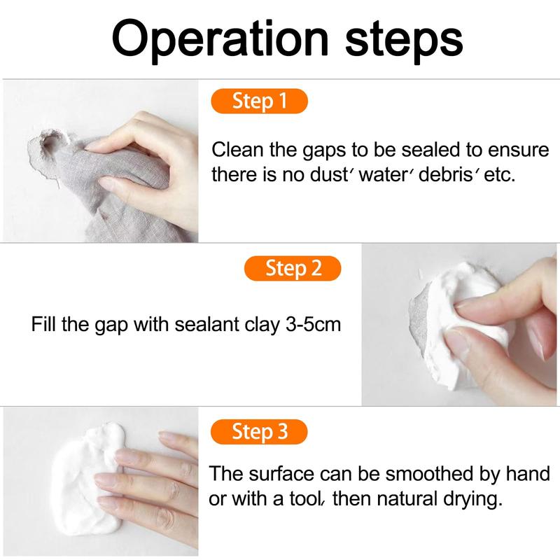 10Count Waterproof Sealing Mud, Quick Repair Mud, Repairing Wall Holes, Waterproof Sealing Putty for Pipe Connections, Wall Holes, Air Conditioning Holes. (5PCS white)