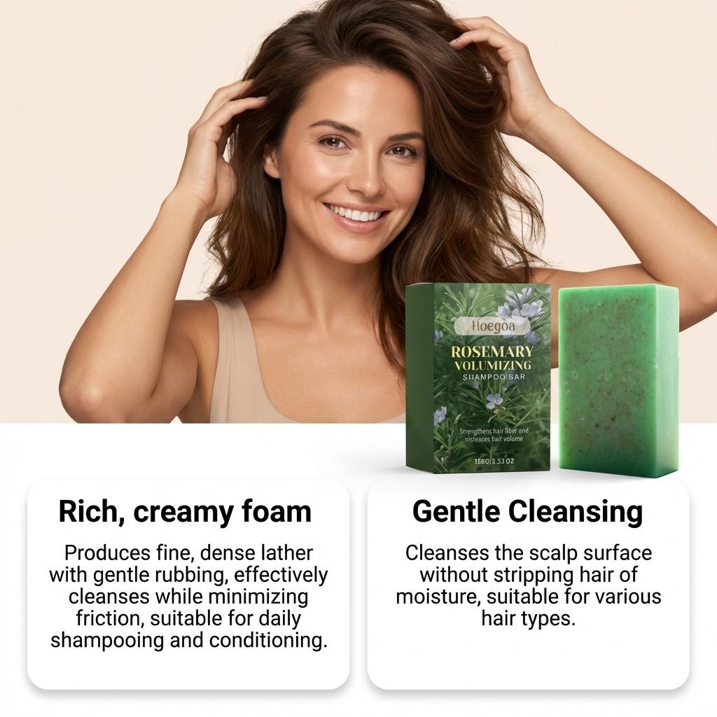 Hoegoa Rosemary Enriching Shampoo Bar, Gentle Daily Hair Cleanser, Refreshing Smooth Lightweight Hair Care, Soft and Silky Hair Treatment