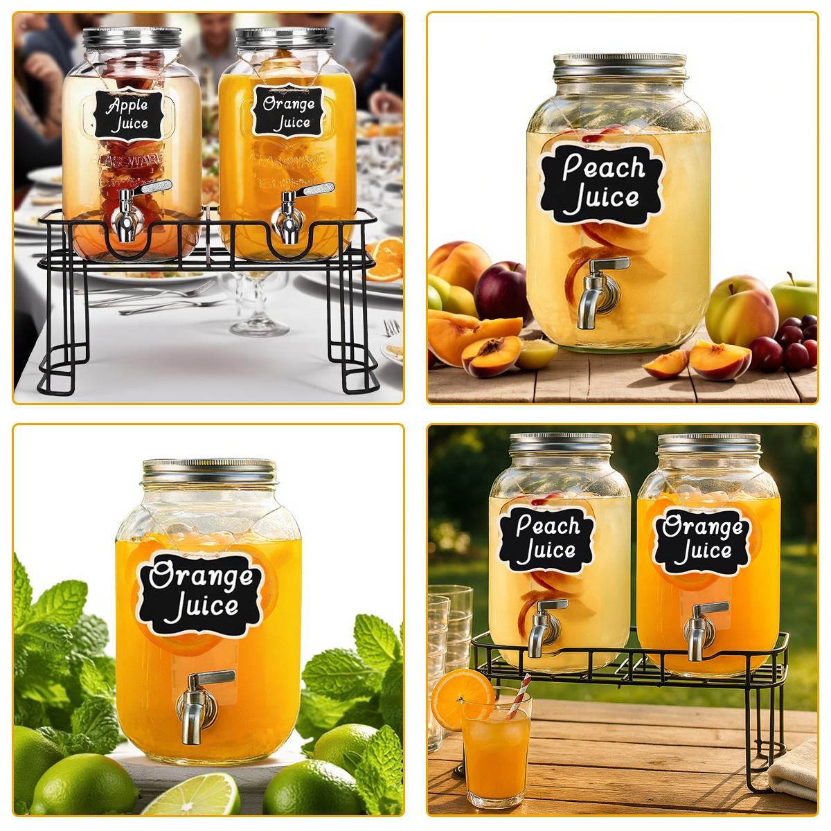 2 Packs 1 Gallon Glass Drink Dispenser with Stainless Steel Tap & Stand, Cold Beverage Dispenser, for Water, Juice, Punch, Lemonade & Parties, Decorative Labels for Home, Parties, Catering - (Cup Not Included) 2 Packs 1 Gallon Glass Drink Dispenser with Stainless Steel Tap & Stand, Cold Beverage Dispenser, for Water, Juice, Punch, Lemonade & Parties, Decorative Labels for Home, Parties, Catering - (Cup Not Included)