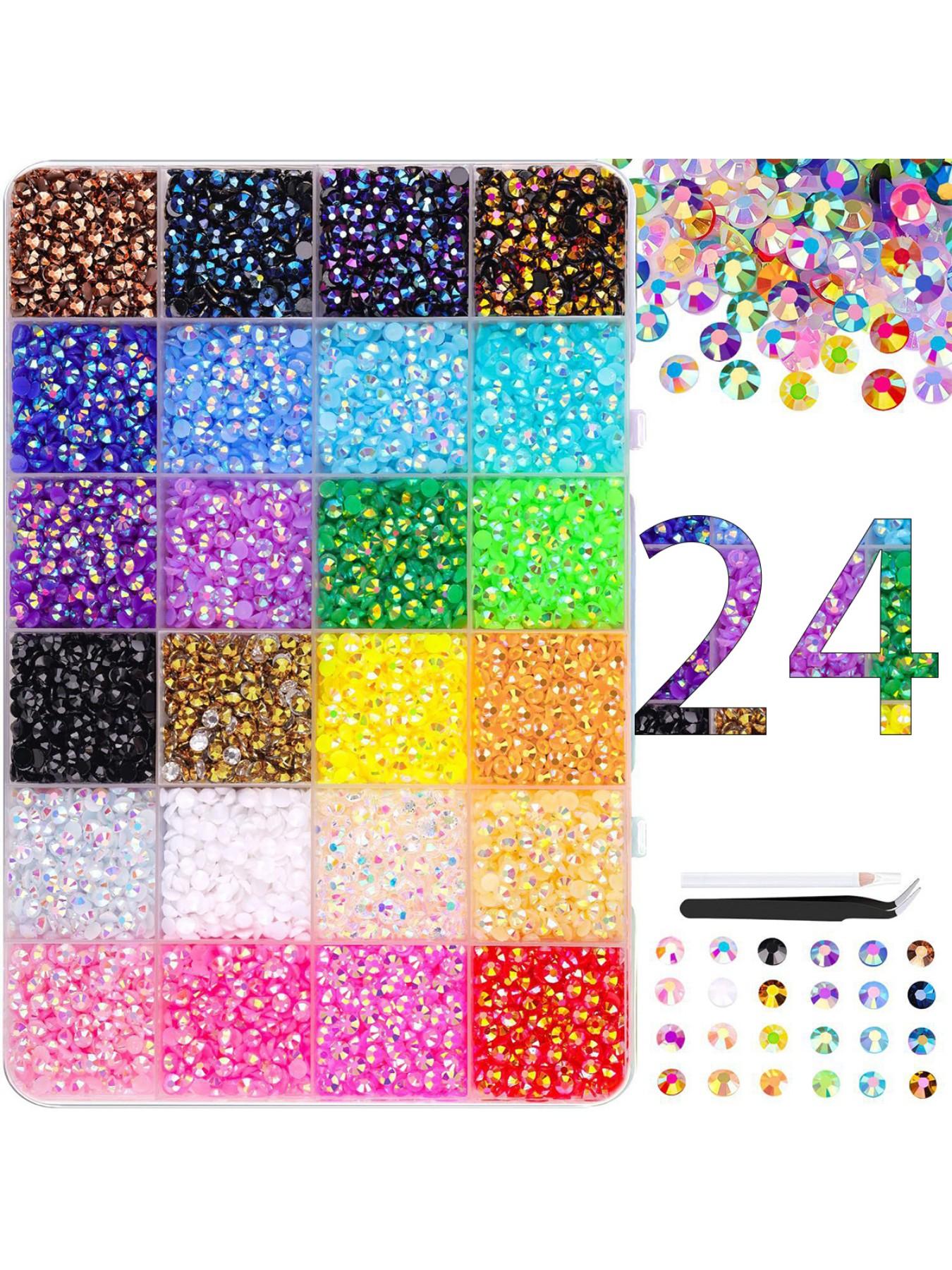 24-Piece Candy Resin Rhinestones, 3mm Ab Color Flat Back Jelly Water Drills, Ideal for DIY Jewelry, Nail Art, Phone Decorations