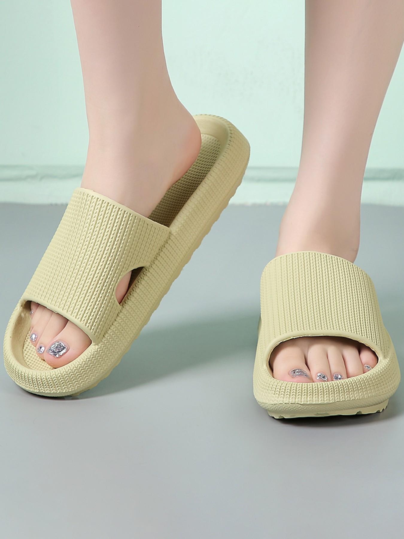 Unisex Striped Slippers, Summer New Minimalist Classic Home Slippers, Casual Daily Wear, Thick Sole Breathable Soft Comfort