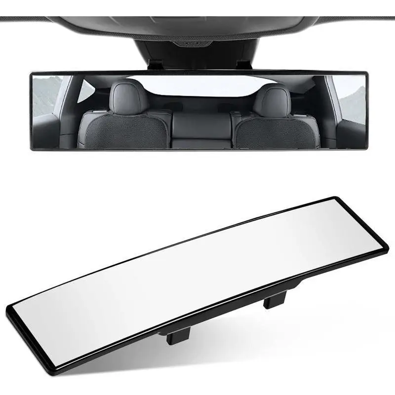 10.6" Width Universal Panoramic Convex HD Glass Interior Clip-On Blind Spot Mirror - Automotive Vehicle Accessories, Car Interior Accessories, Rearview Mirrors for Cars, SUVs with Easy Installation
